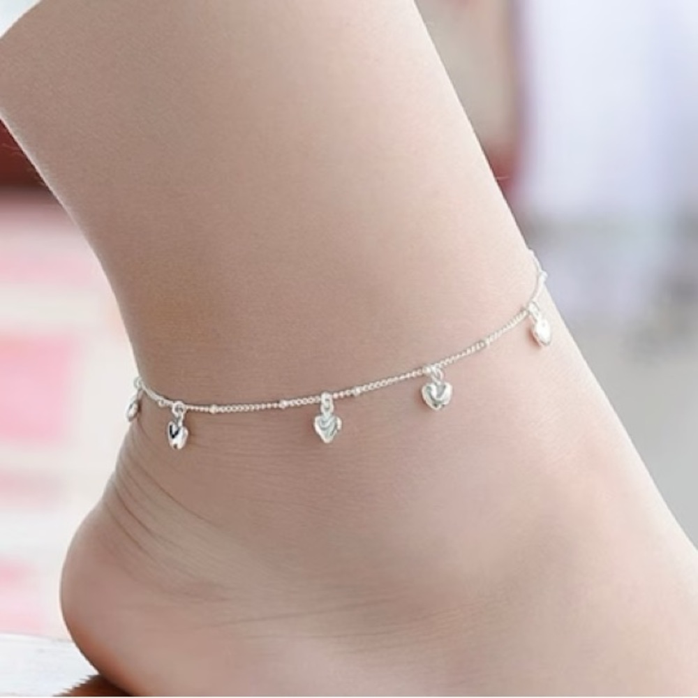 Foot Anklet 925 Sterling Silver Anklets Bracelet Chain For Women Love Heart